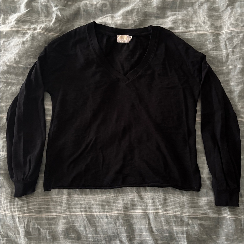 Nation LTD Black V-Neck Long Sleeve Top
